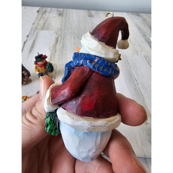 Snowman tree ornament country folk art set candy cane violin Xmas tree - Picture 4 of 10